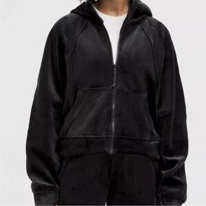 Scuba Oversized Full Zip Velvet | Size: S | Black